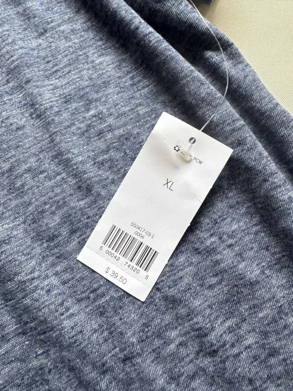 Linen Blend Henley Shirt Blue Heather Coastal Grandpacore Minimalist XL